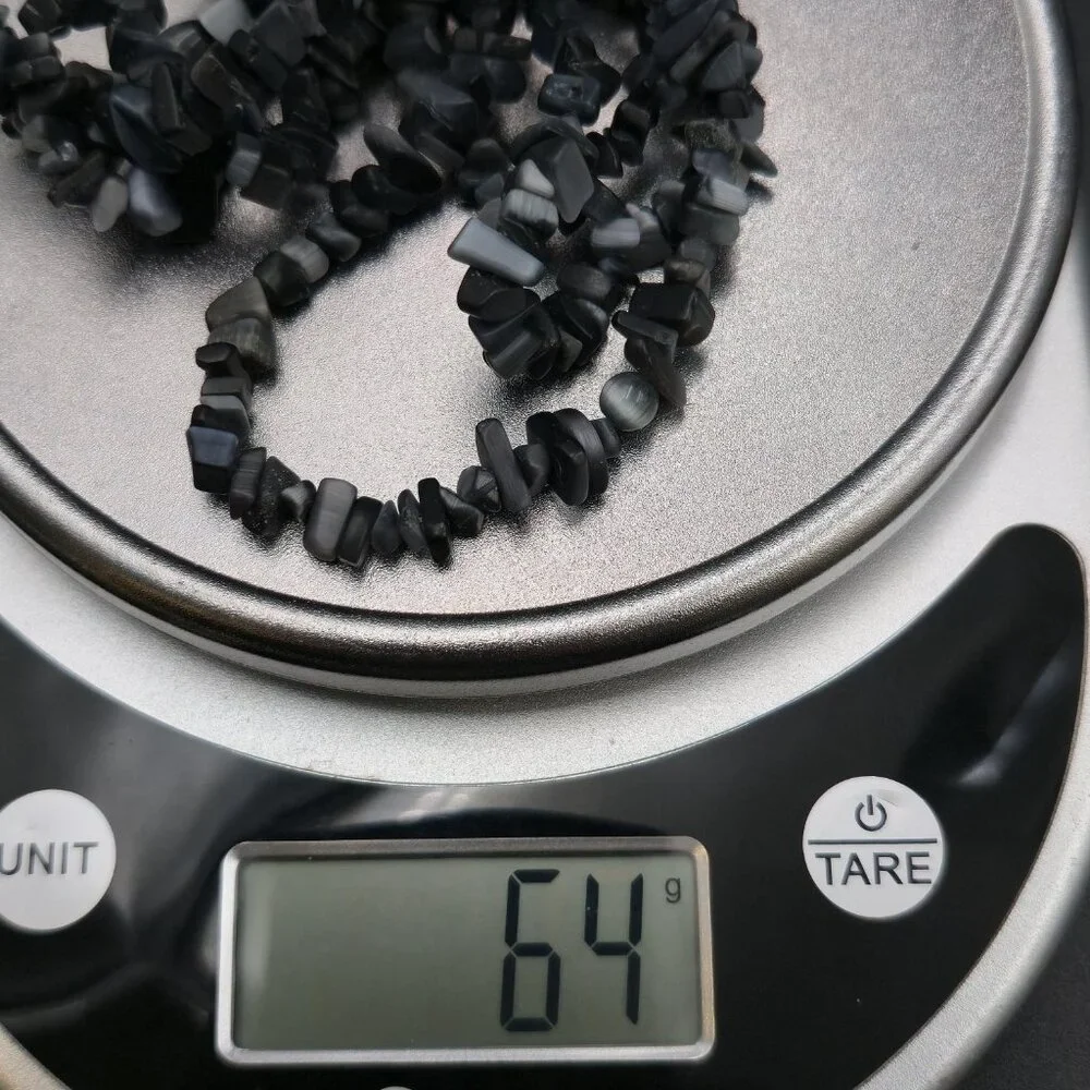 Slip On 17 Inch Dark Tones Shell And Cat's Eye Stones Necklace B992 - Picture 5 of 5